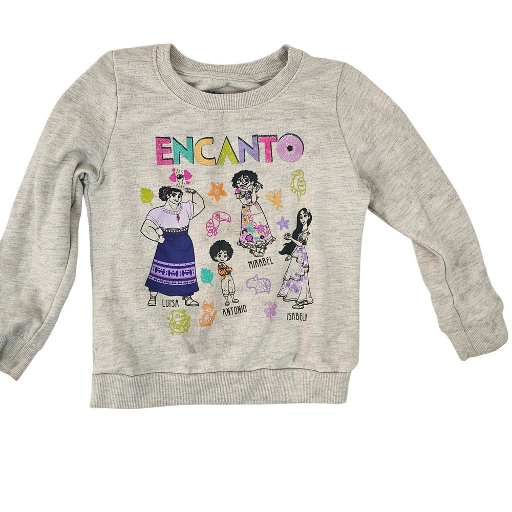 Disney Encanto Girls Sweatshirt Heather Gray‎ Graphic Pullover 4T Luisa Mirabel